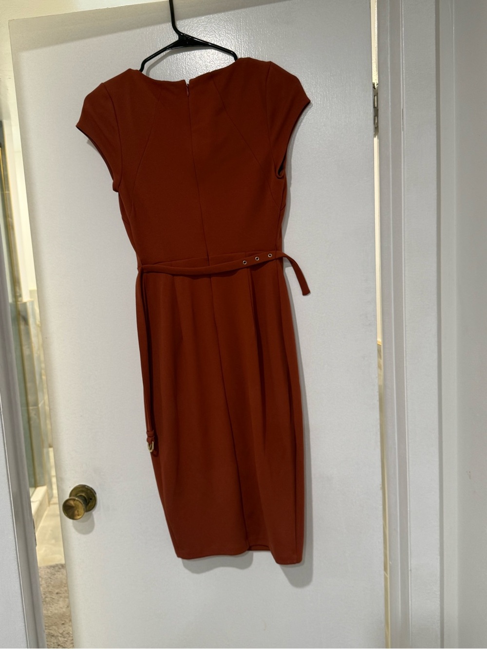 Express Rust Orange Belted Sheath Midi Dress XXS